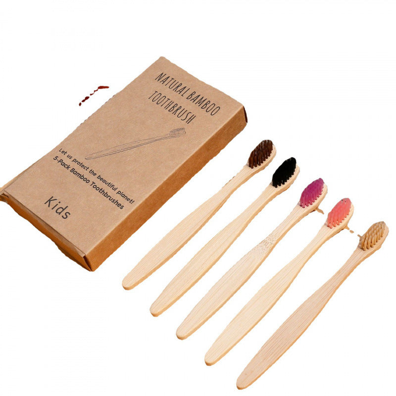 Soft-bristled bamboo toothbrush set | front view product hero shot