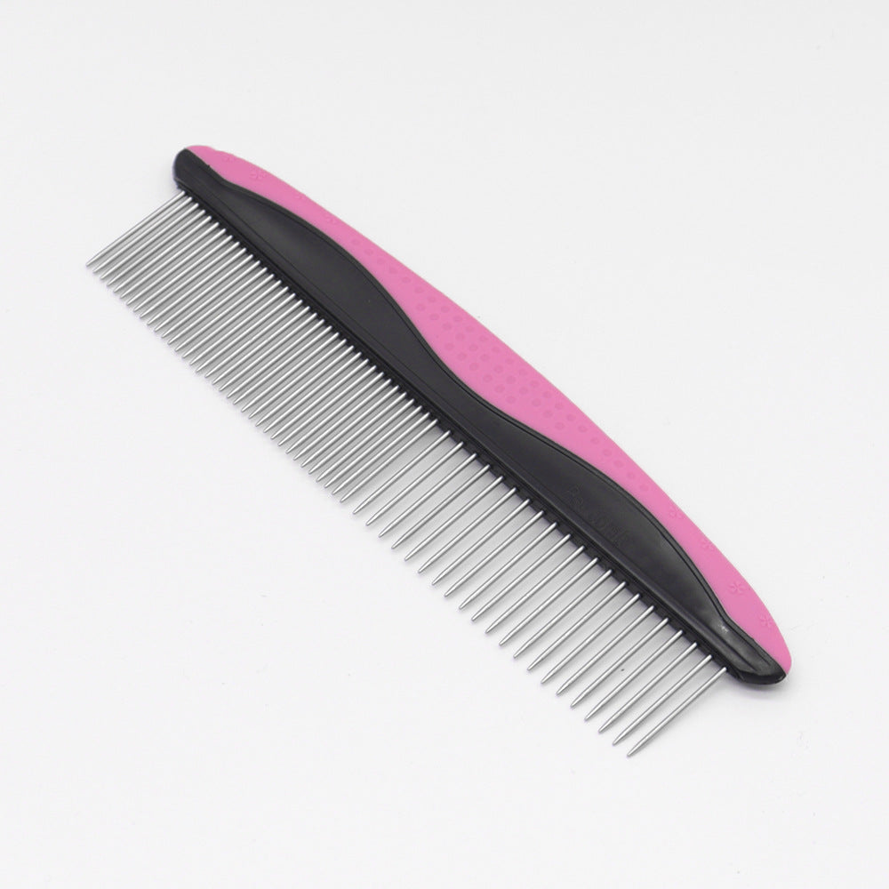 Stainless steel pet comb handle grip shown in detail