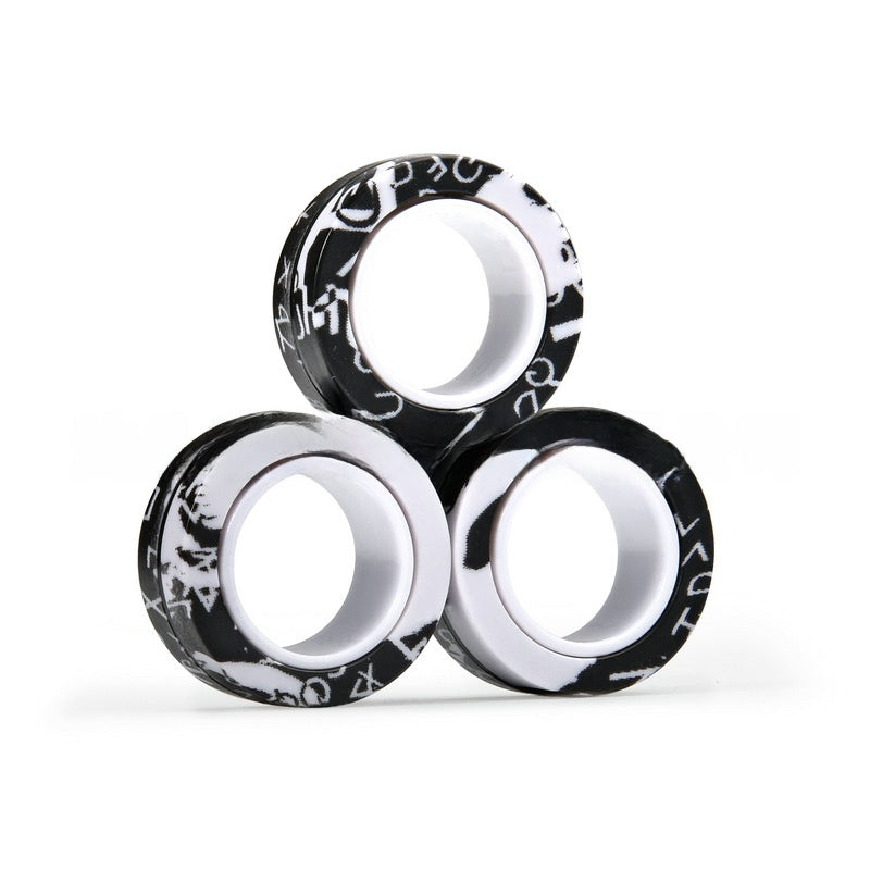 Magnetic fidget rings grouped to show the full color range