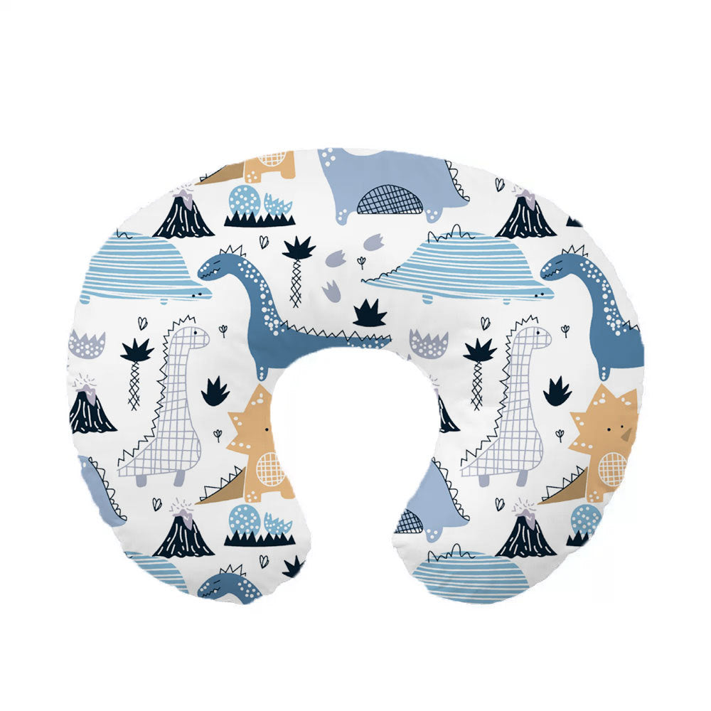 U-shaped pillowcase with blue and orange dinosaurs on white, option Dinosaurs Pillowcase