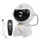 White astronaut shaped star projector with a tinted visor lens and gold trim
