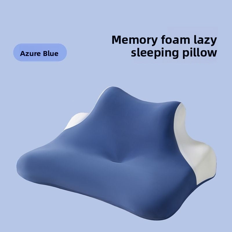 Side view of the contour pillow showing the dipped centre and raised neck bolster