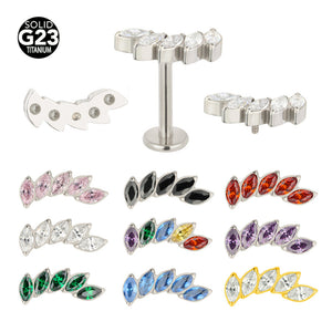 Titanium marquise zircon curved piercing stud shown against a white background
