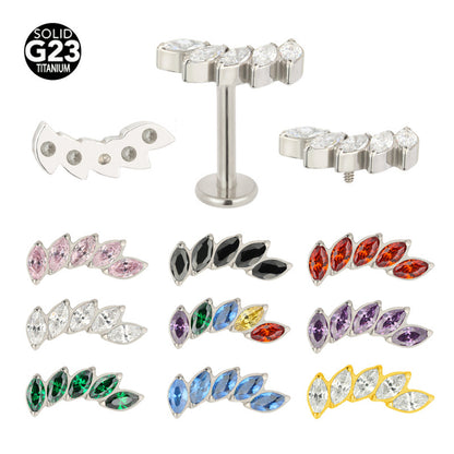 Titanium marquise zircon curved piercing stud shown against a white background