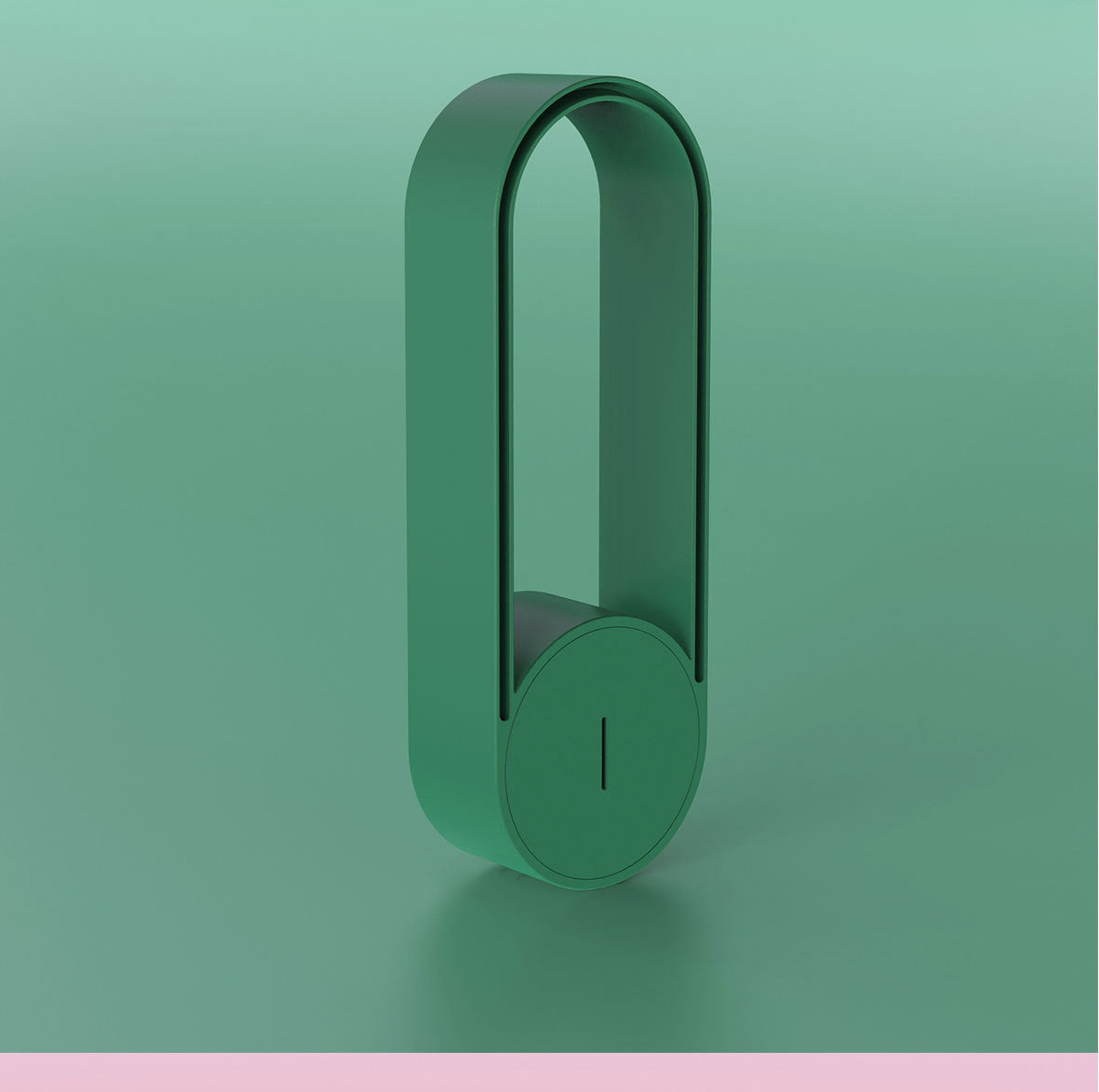 Arch shaped USB ion generator unit, open loop body standing on an oval base
