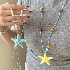 Bohemian Resin Starfish Beaded Cord Necklace