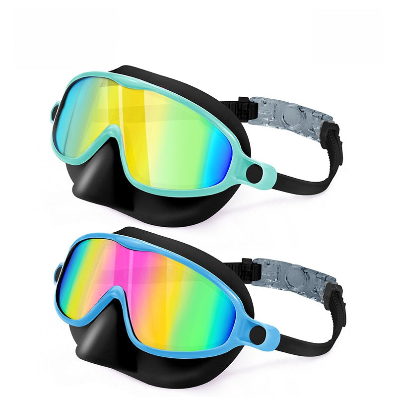 Children's swimming goggles with integrated nose cover