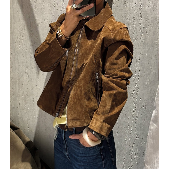 Womens Vegan Suede Cropped Zip Jacket