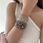 Punk Rhinestone Snap Leather Bracelet