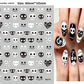 Vinyl Halloween nail stickers featuring bats, spiders and cobweb motifs