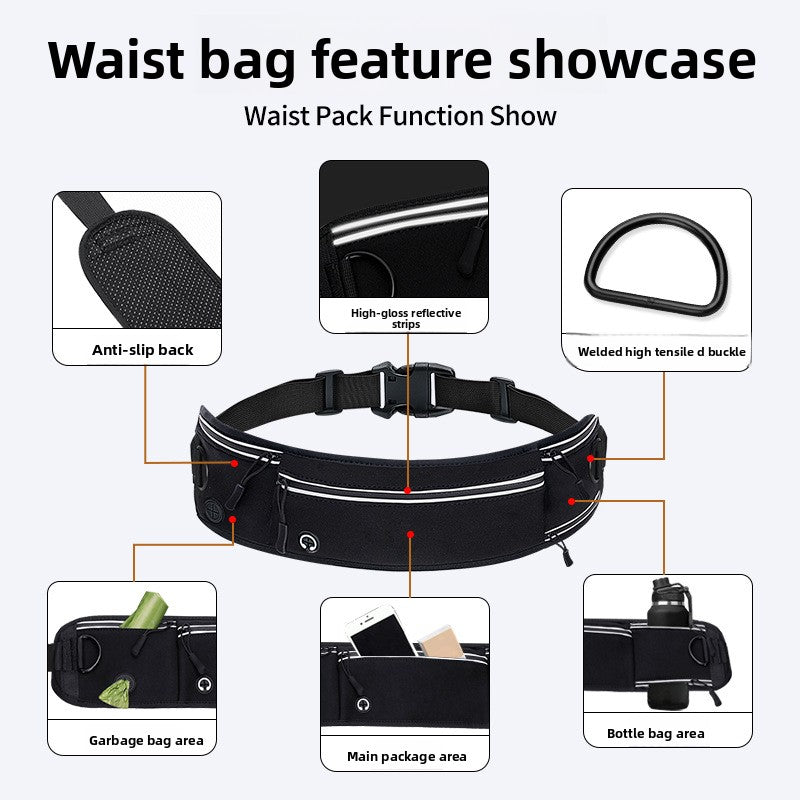 Hands free dog leash waist belt with zip pockets and a shock absorbing bungee lead