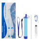 Kit three laid out, straw, extension tube, carabiner and backflush syringe beside the sleeve