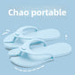 Foldable EVA thong slipper shown from the side, stippled deck and flat moulded outsole