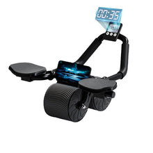 Elbow Support Ab Roller with Phone Clip, Kneeling Mat and Optional Timer
