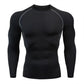 Black long sleeve compression shirt, gray stitching, variant photo for size XL