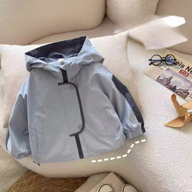 Boys Hooded Zip Jacket with Contrast Sleeve Panels