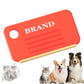 Mini orange pet hair remover brush the size of a card, with a hanging hole and a gold-tone edge