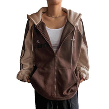 Hooded Loose Fit Color Block Sweatshirt