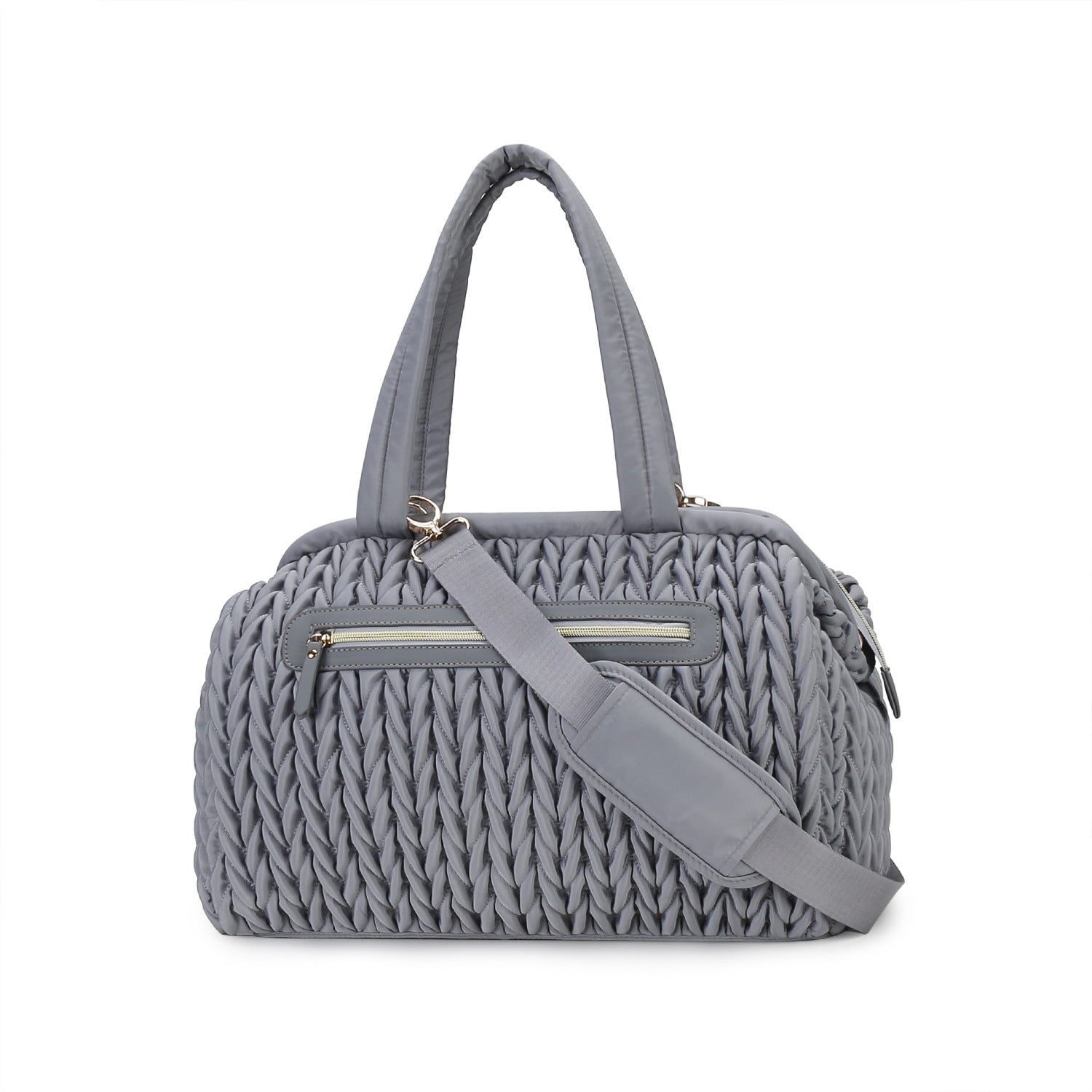 Quilted Embroidery Insulated Mother Baby Bag | detail close on finish