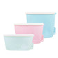 Reusable silicone food storage bag shown for freezer to microwave use