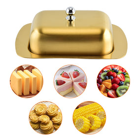 Stainless Steel Butter Dish with Domed Lid in Silver or Gold Finish