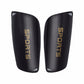 Black hard shin guard plates printed SPORTS on a white background, Black Guard option, size Children's S