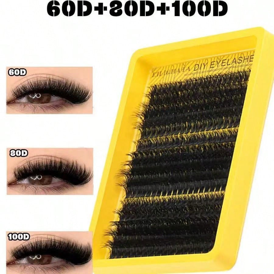 Made up eye wearing DIY black lash clusters for a fuller lash line
