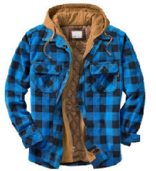 Sleeve and cuff detail of the plaid hooded quilted jacket