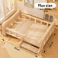 Extra Large solid wood pet bed with step, inner size 76 x 50 cm, outer 81 x 54 x 30 cm