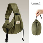 One shoulder mesh baby sling laid flat showing the single strap and mesh pouch