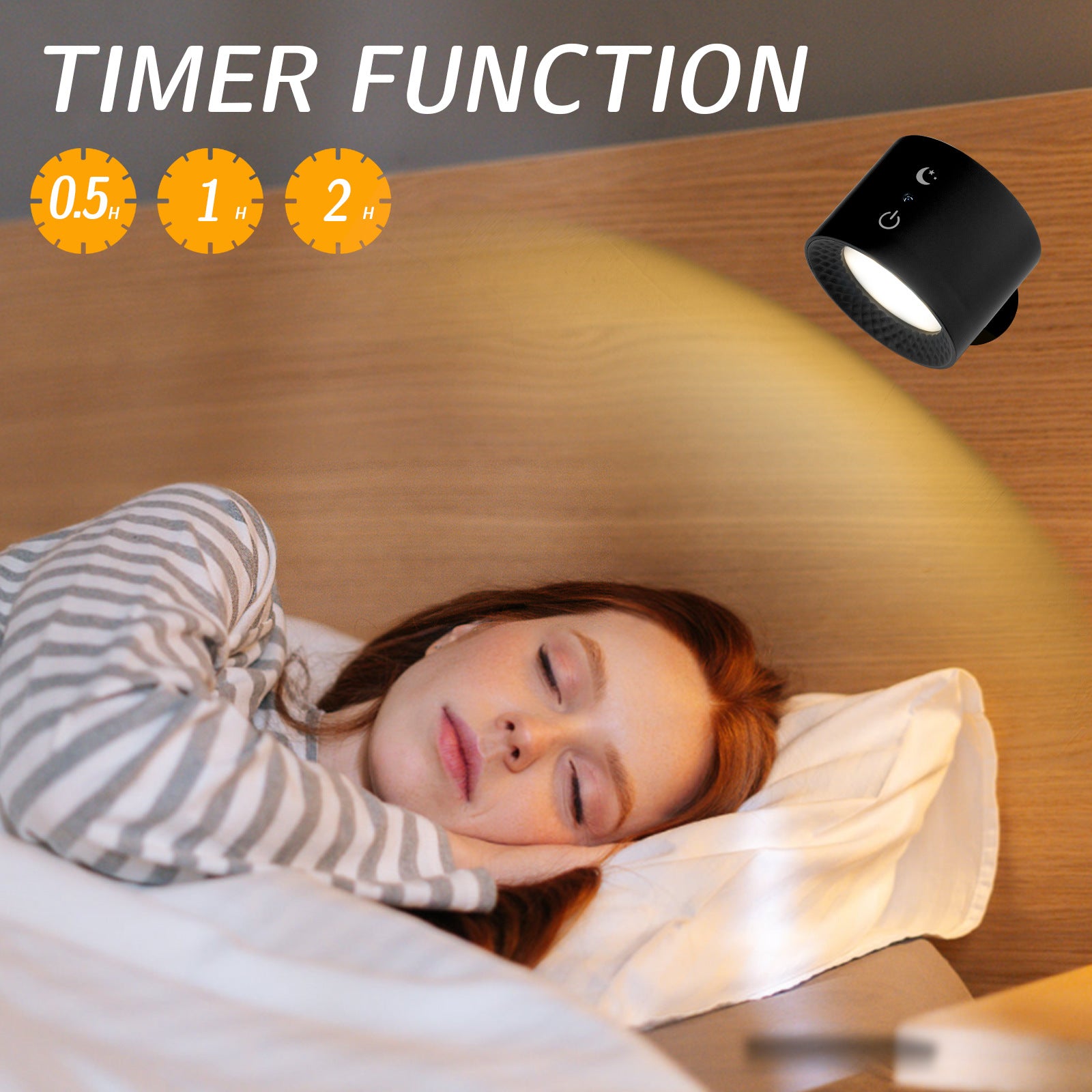 Magnetic wall lamp lifted off its base to show the rechargeable head