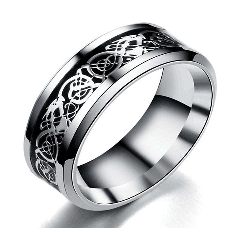Back view of the dragon ring showing the smooth inner band