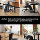 Ergonomic sit stand desk chair used at a height adjustable desk for leaning support