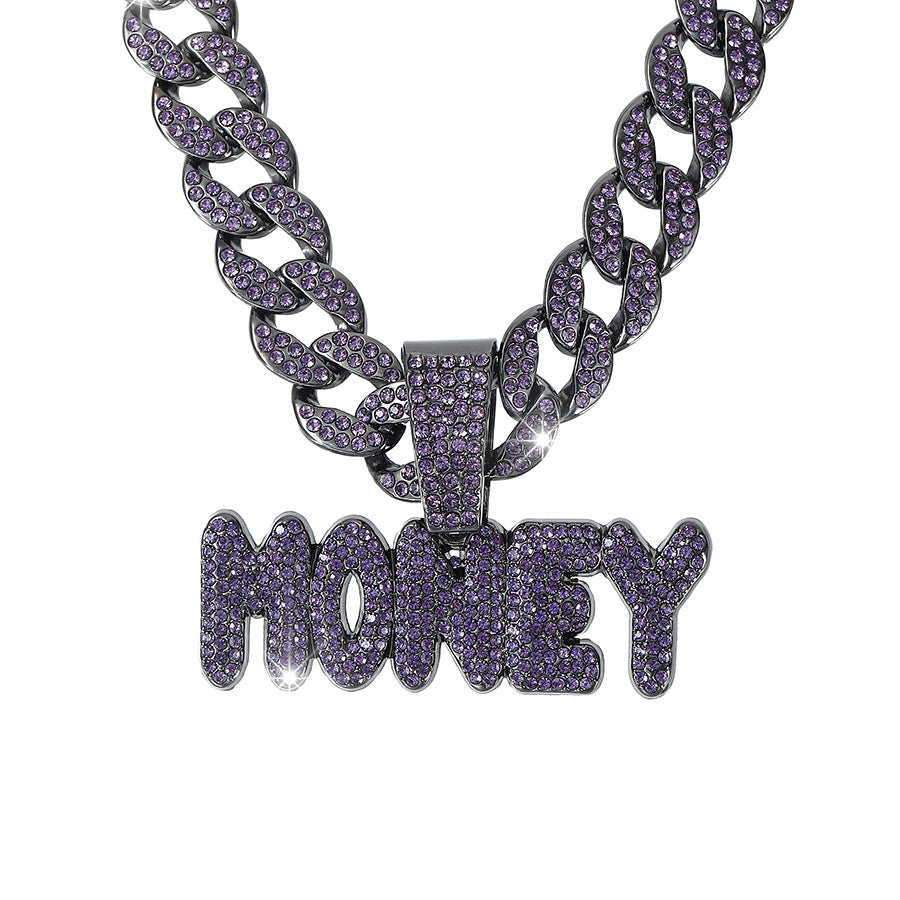 Side angle of the zirconium crystal money letter pendant