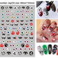 Festive Halloween nail decals mixing pumpkins, bats and spiders