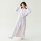 Light Purple Wavy Print with Pants option, long pale lilac fleece robe with a soft wave texture and belt