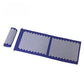 Blue spiked massage mat with matching spiked head pillow, top view on a white background