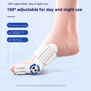 Side profile of the hinged bunion splint showing the support plate and pivot