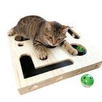 Wooden Maze Scratch Toy for Cats | front view product shot