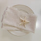 Raw edge cotton linen napkin shown flat for 45x45cm size reference