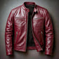 Men's stand-up collar slim-fit punk motorcycle jacket coat