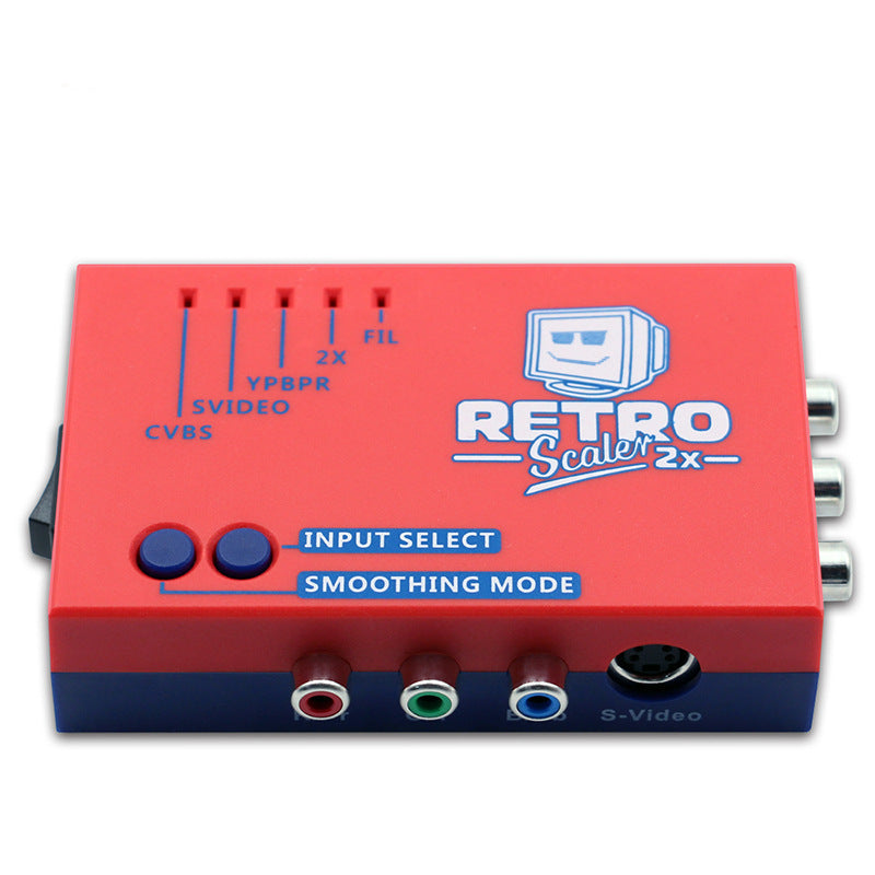 Red converter front inputs, component R Pr G Y B Pb RCA jacks and S-Video mini DIN socket