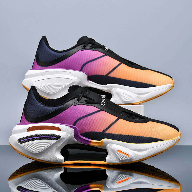 Running casual sneaker with a gradient fabric upper and a hollow cutout midsole