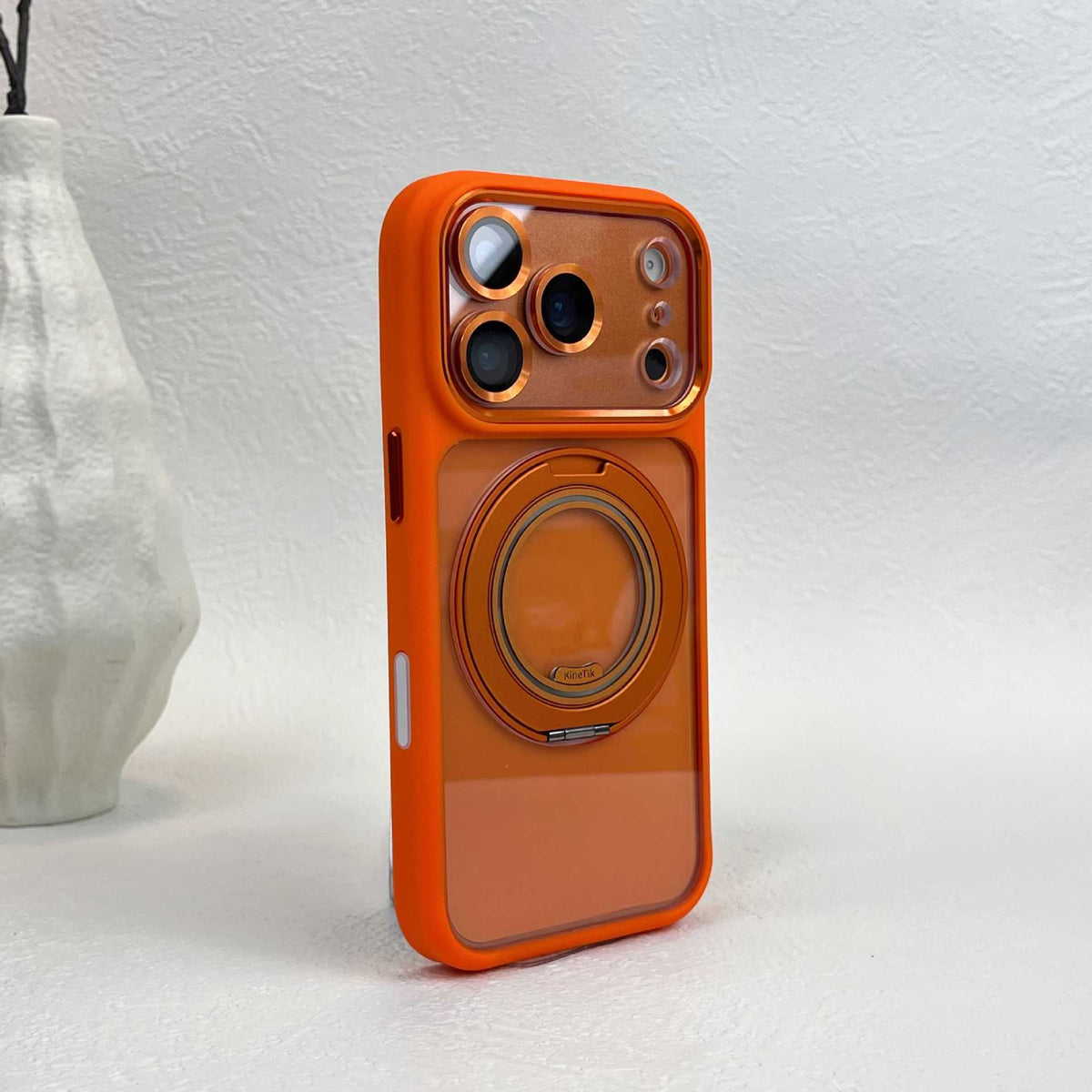 Orange phone case with 360 rotating ring stand, variant photo for iPhone 17 Pro Max