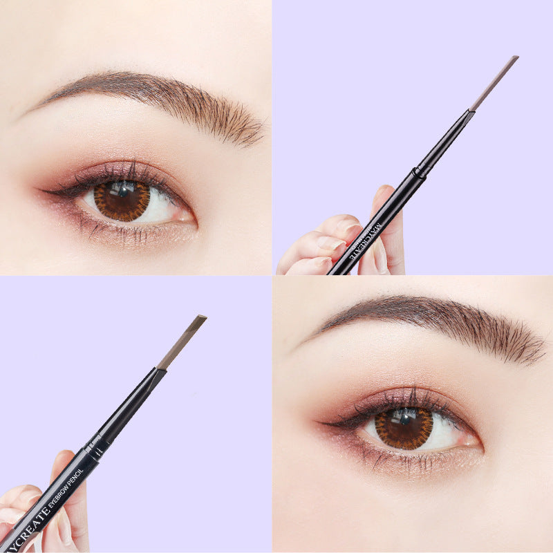 Back view of the double-ended eyebrow pencil and its shade label