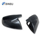 Carbon fiber mirror covers, one with a cutout opening at the inner fin, option With lane change assist with holes
