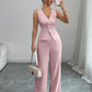 Sleeveless Vest HighWaisted Pants Set