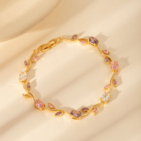 Zircon Gold Plated Leaf Design