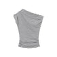 Black and White Striped Off-Shoulder T-Shirt for Women