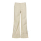 Beige straight wide leg trousers with a folded cuff hem on white, option photo for size M